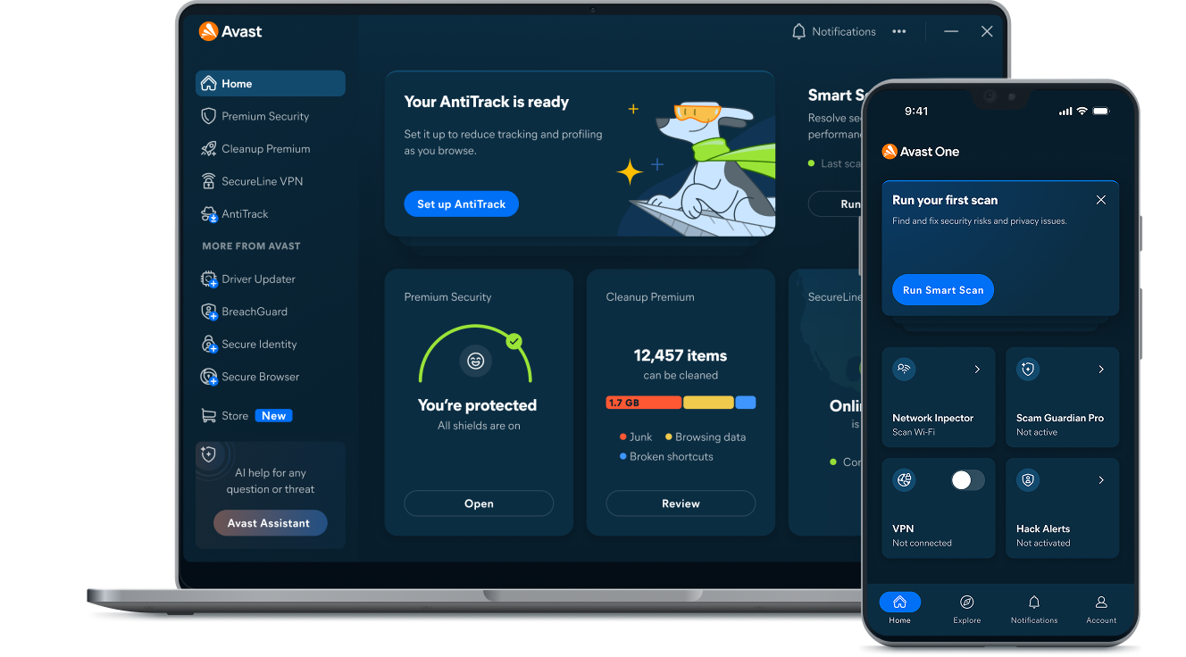 User interface on laptop and mobile