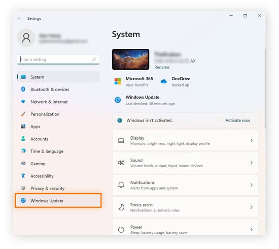 Opening Windows Update in Windows 11 to check for graphics driver updates.