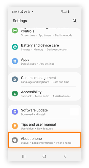 Buscar información sobre su teléfono Android Samsung.
