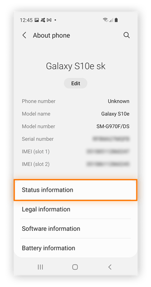 Buscar información sobre el estado de su teléfono Android Galaxy.