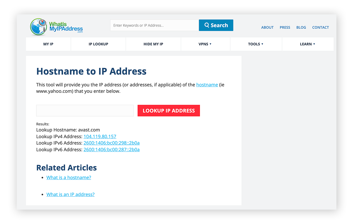 Encontrar una dirección IP en línea