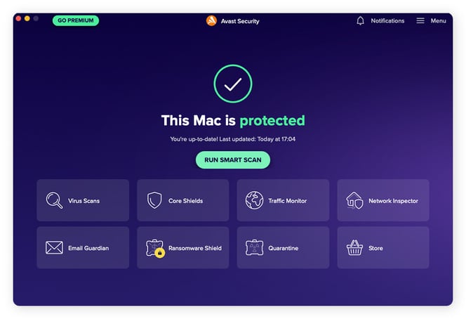 Performing a malware scan with Avast Free Antivirus for macOS