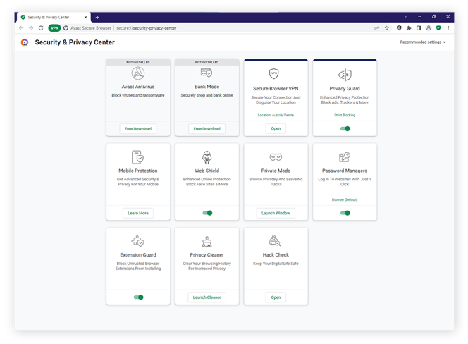 Avast Secure Browser offers a full suite of privacy and security features.