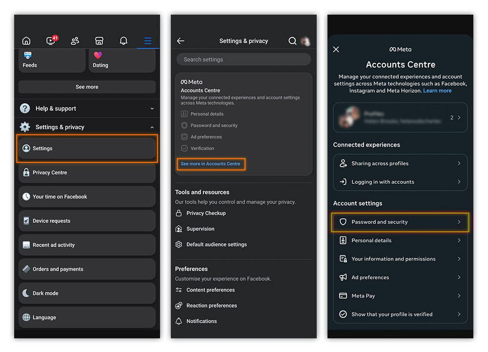 Navigating privacy settings on Facebook app on Android.