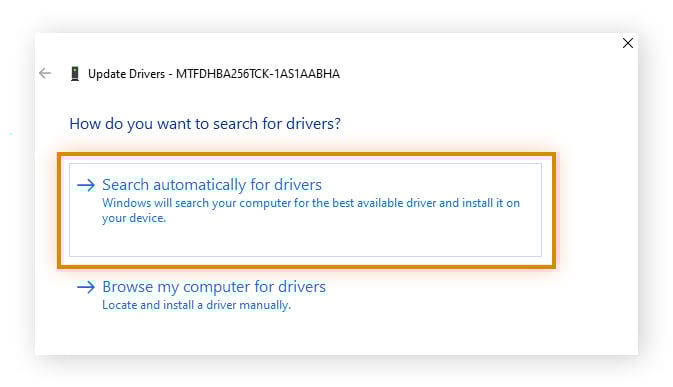 Selecionar como procurar o driver de uma unidade de disco no Windows 11