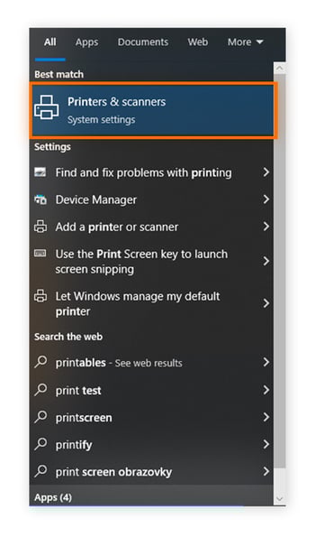 Type Printers & scanners in the Windows search bar and open it
