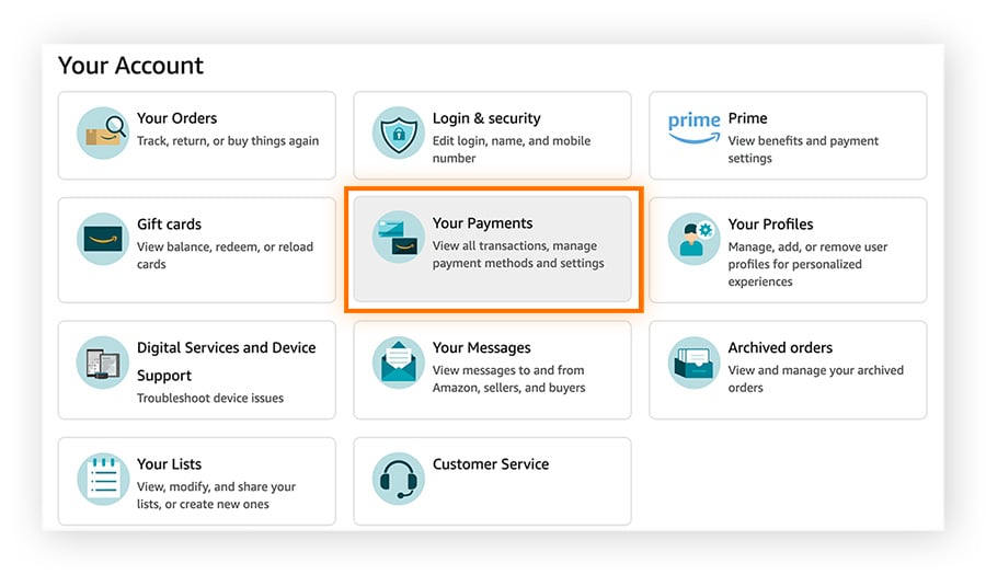 Go to the Your Payments section