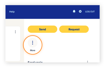 No painel do PayPal, clique em Mais para denunciar fraude do PayPal.