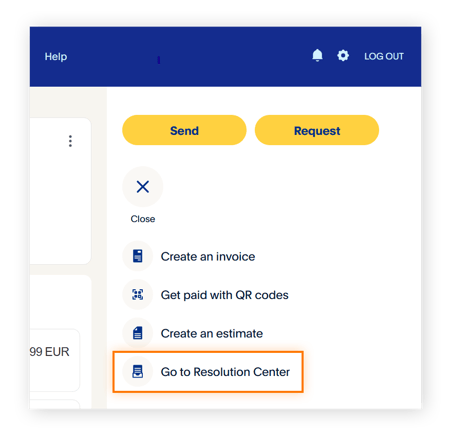 Clique em Acessar o centro de resoluções para reportar o problema.