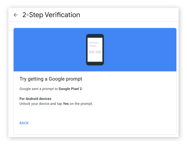 Die Benachrichtigung, dass Google eine Aufforderung an Ihr Telefon gesendet hat