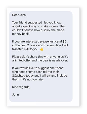 Beim Cash App-Betrug können Sie durch eine beliebige Person mit falschen Investitionsversprechungen um Ihr Geld gebracht werden