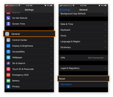 Pour réinitialiser les paramètres réseau sur un iPhone, commencez par aller dans Réglages, Général, Réinitialiser.