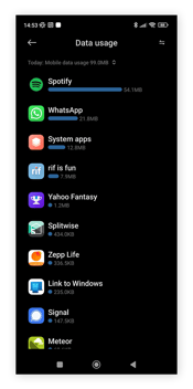 Fermer les applications gourmandes en données sur Android pour augmenter le débit des données.