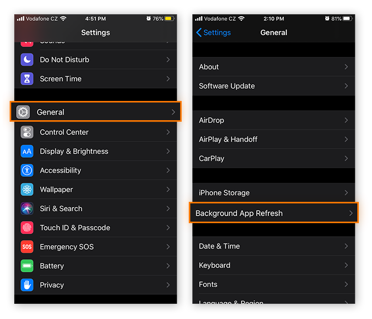 To disable background apps on iOS start by going to Settings, General, Background App Refresh.