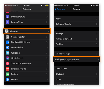 Pour désactiver les applications en arrière-plan sur iOS, commencez par aller dans Réglages, Général, Actualisation des applications en arrière-plan.