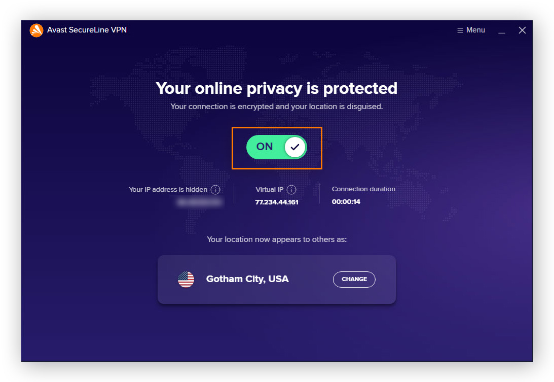 Turn on Avast SecureLine VPN to change your IP address automatically and connect to the fastest possible server.