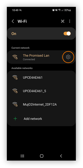 Ändern der WLAN-Netzwerkeinstellungen in den Android-Einstellungen.