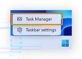 Para comprobar la velocidad y el uso de la memoria RAM en Windows 10 y 11, haga clic con el botón derecho en la barra de tareas y seleccione Administrador de tareas.