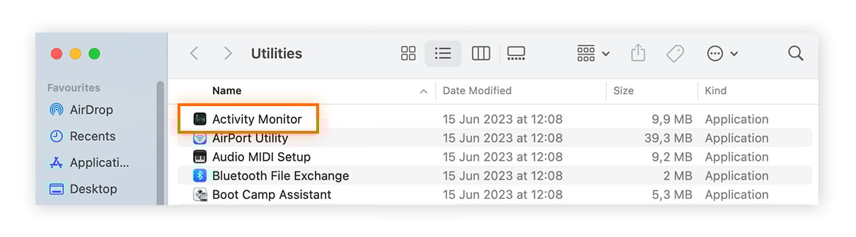  Haga doble clic en Monitor de actividad para ejecutarlo.