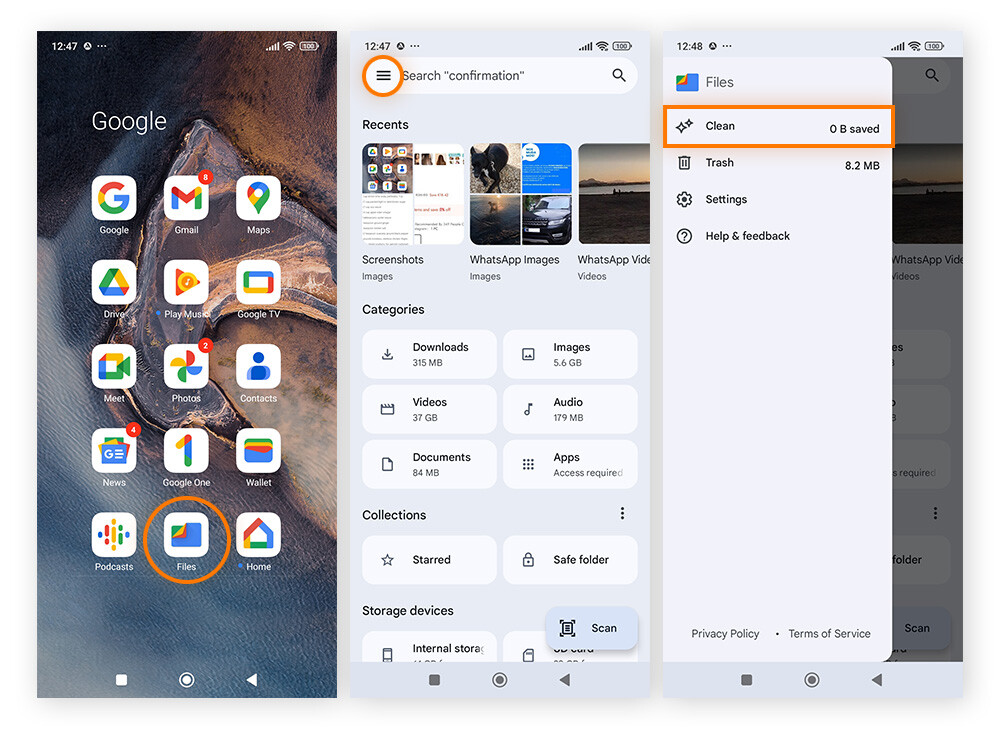 You can clear temp files in Files by Google; a free phone cleaner feature.