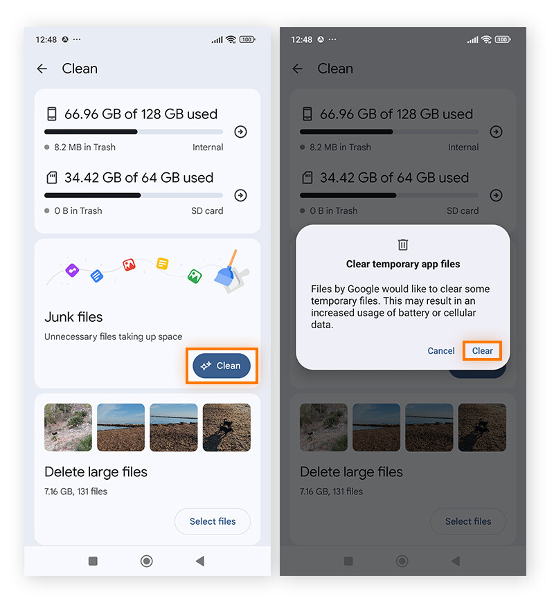 Limpieza de archivos no deseados en Android.