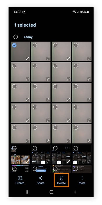How to clear internal storage on Android by deleting photos.