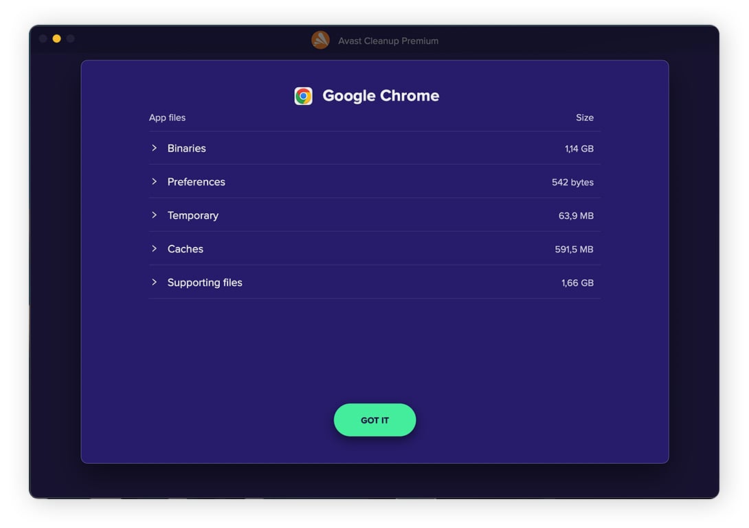 Using Avast Cleanup Premium to clean cache files.