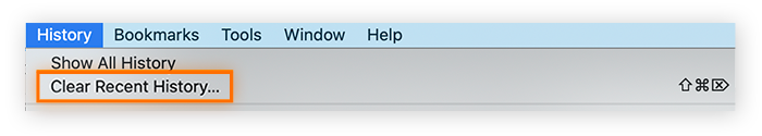 Para limpar seu cache no Firefox, comece clicando no menu "Histórico" e selecionando "limpar histórico recente".