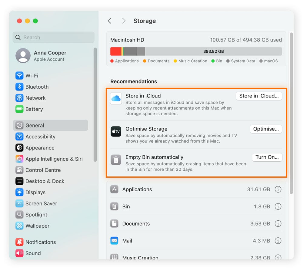 Reviewing Storage and System Data on Mac.