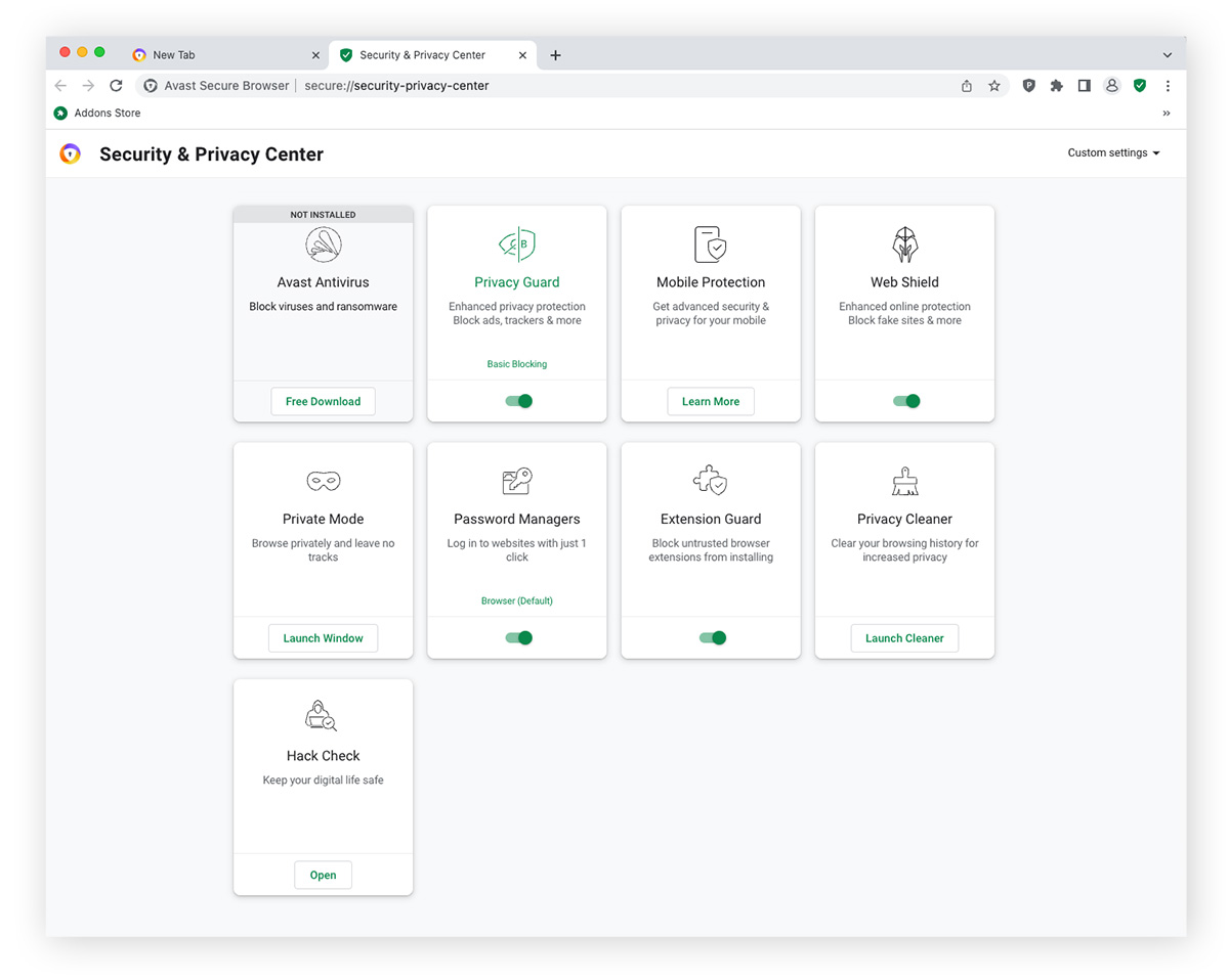 An image of Avast Secure Browser.