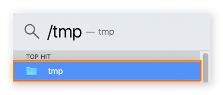 Der Finder unter macOS. Dort wurde „/tmp“ eingegeben.