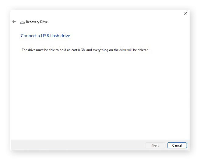 Connexion d’un lecteur USB à utiliser comme lecteur de récupération dans Windows 11