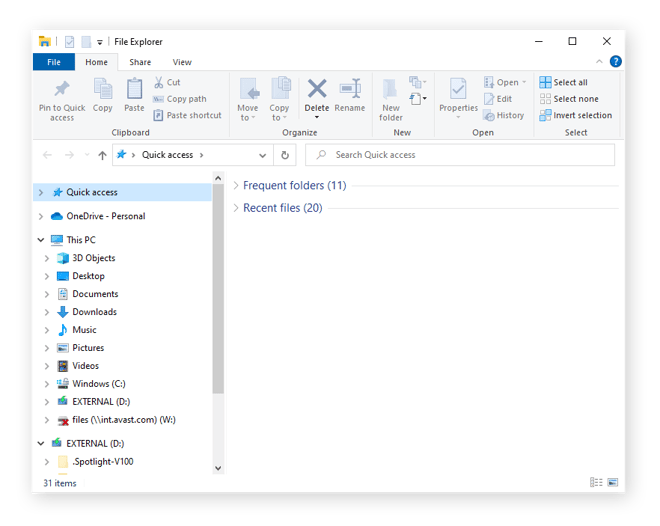 File Explorer in Windows 10