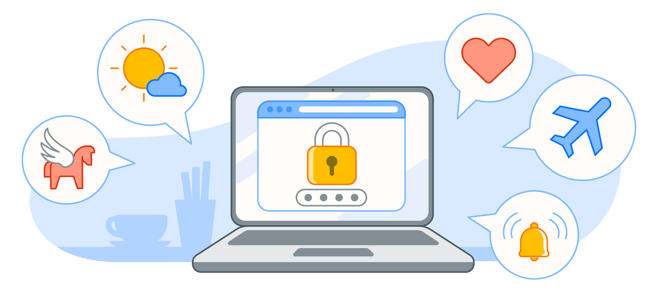 A illustration depicting the random things that passwords can relate to.