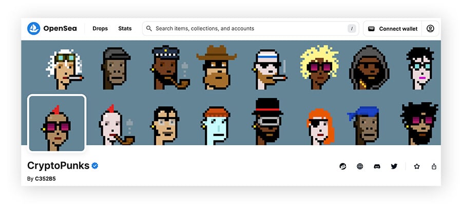 Vous pouvez acheter des NFT CryptoPunks sur OpenSea