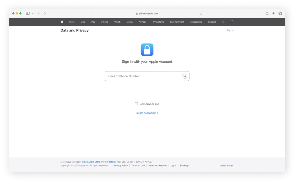 To delete your Apple ID, start by logging in to Apple's Data and Privacy website