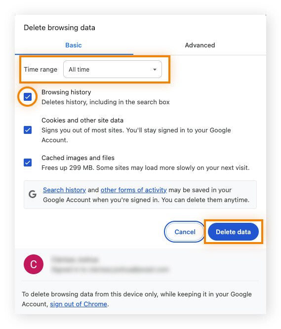 Como excluir o histórico de pesquisa no Google Chrome.