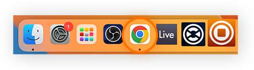 Das Dock mit hervorgehobenem Google Chrome