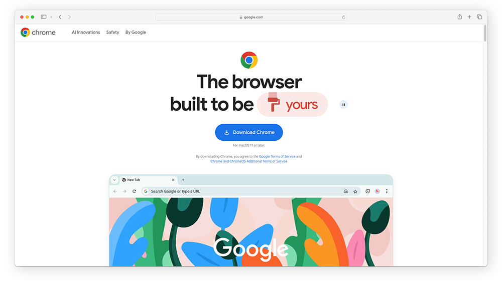 To download Chrome on Mac, click the Download Chrome button on the Chrome website.