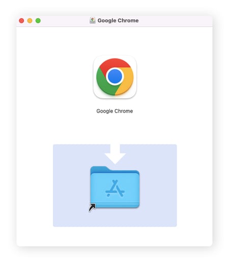 To install Chrome, download the app and drag the file into your Applications folder.