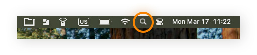 Click the magnifying glass in the top right to launch Spotlight and search for your Applications folder.
