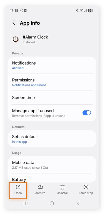 Tap Open in the bottom left to view the hidden app you found.