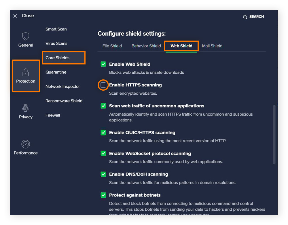 Fixing your connection isn't private error by disabling the SSL scanning feature in Avast Free Antivirus.