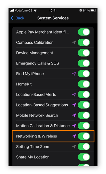 iPhone Networking & Wireless location services being turned off.