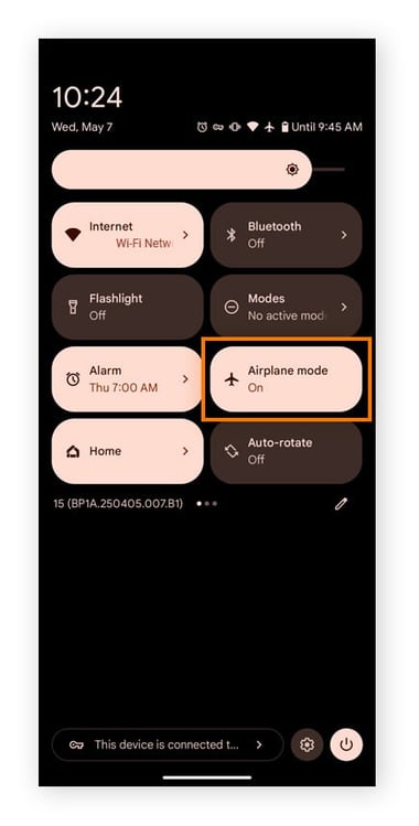 Turning airplane mode on for Android.