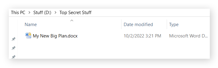 Um arquivo criptografado no Windows