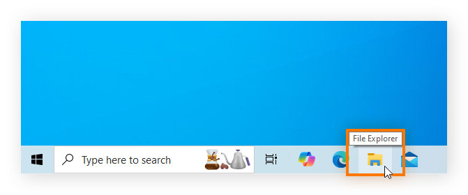 Ouverture du Ruban de l’Explorateur de fichiers depuis la barre des tâches Windows.
