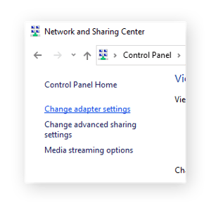 Selecione “Alterar as configurações do adaptador”.