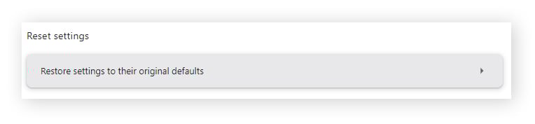 "Restaurar configurações para seus padrões originais"