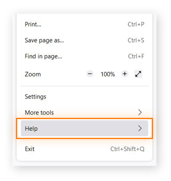 Capture d’écran du menu Firefox avec l’option Aide en surbrillance.